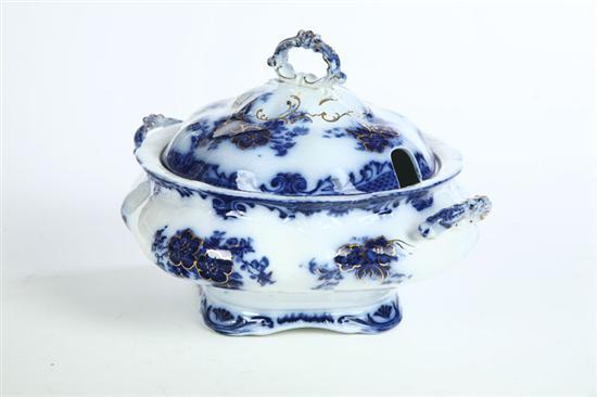 Appraisal: FLOW BLUE TUREEN Alfred Meakin in the Belmont pattern with