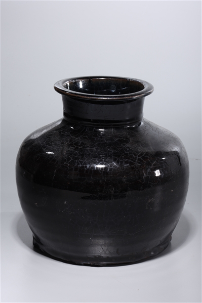 Appraisal: Chinese black crackle glazed porcelain jar x approx Condition pitting