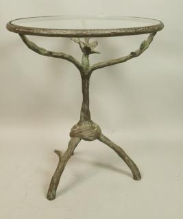 Appraisal: Small Bronzed Cast Metal Figural Side Table Bird Twig design