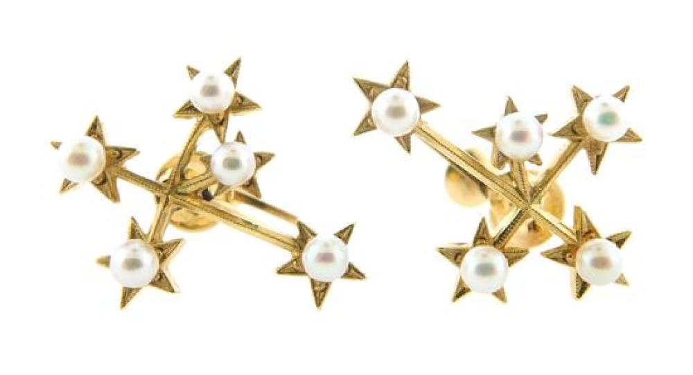 Appraisal: JEWELRY KY Mikimoto constellation earrings one pair of stamped K