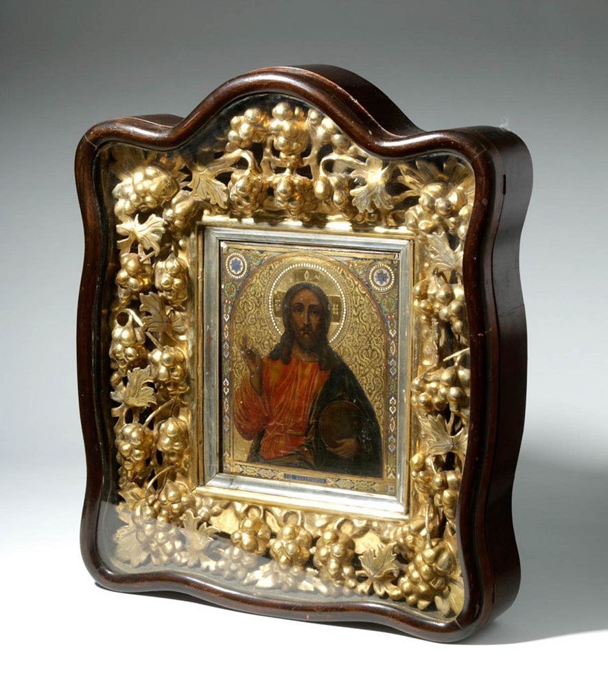 Appraisal: Exhibited th C Russian Icon Christ Pantocrator Kiot Russia ca