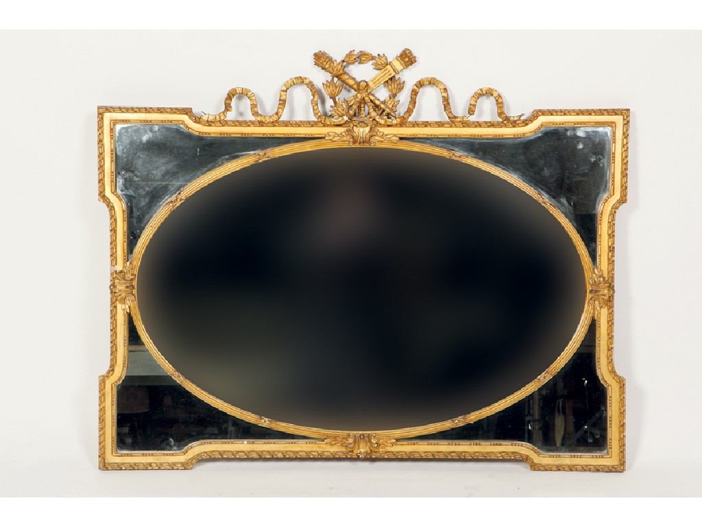 Appraisal: AN EDWARDIAN GILT ADAM STYLE WALL MIRROR with a large