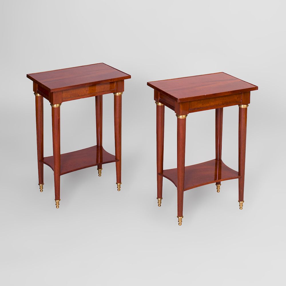 Appraisal: Pair of Directoire Style Gilt-Metal-Mounted Mahogany Side Tables x x