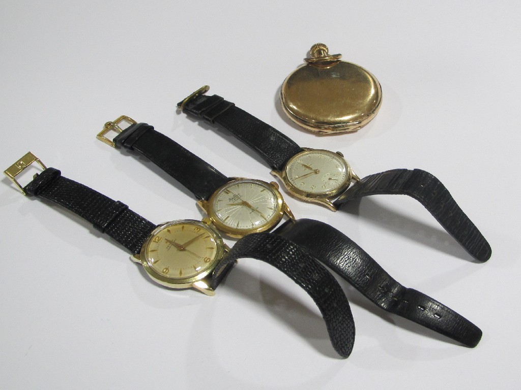 Appraisal: Lot comprising a gents ct gold Record wrist watch a