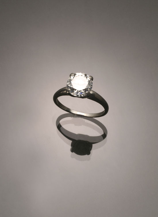 Appraisal: Art Deco Platinum Solitaire Diamond Ring Circa The Tiffany-type V-box