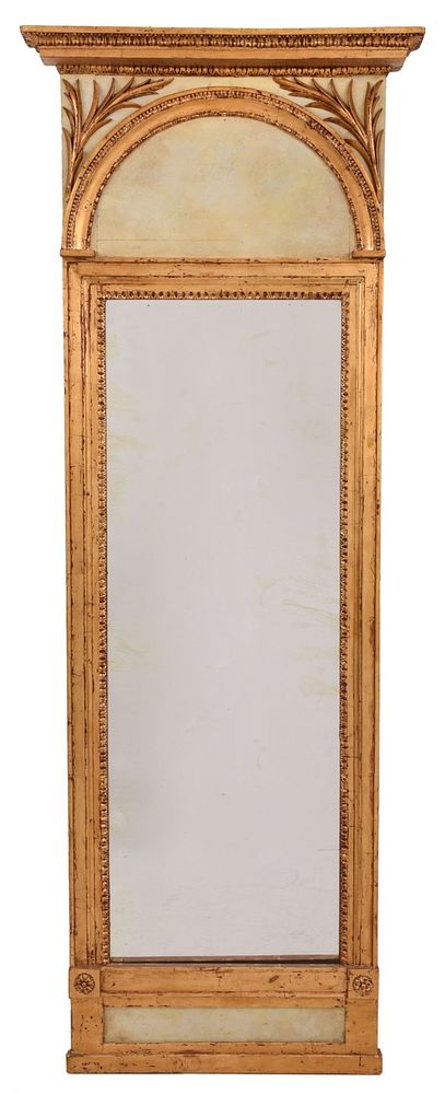 Appraisal: Italian Neoclassical Painted Gilt Pier Mirror Continental early th century