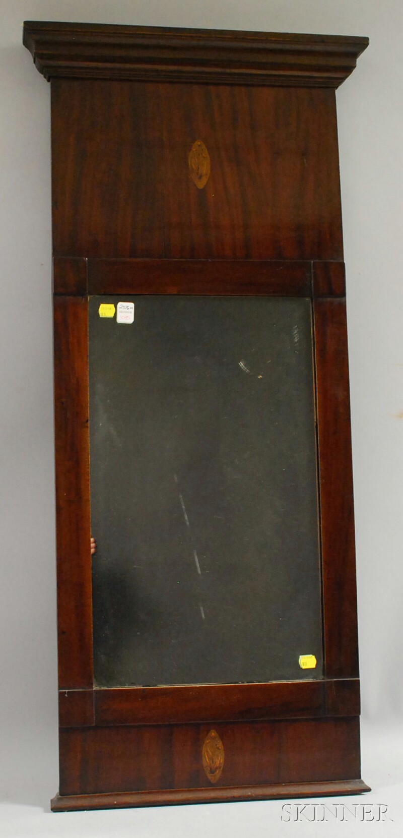 Appraisal: English Inlaid Mahogany and Mahogany Veneer Mirror lg in