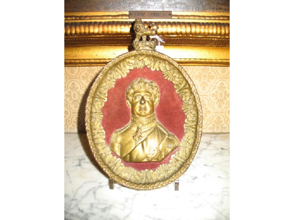 Appraisal: A GEORGE IV GILT METAL PLAQUE with a bust length