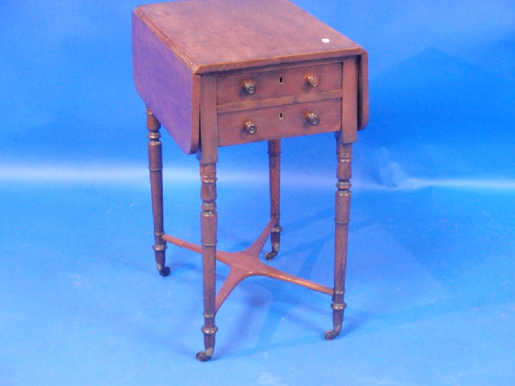 Appraisal: A Regency sewing stand the rectangular top with two fall