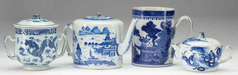 Appraisal: Four Pieces Chinese Blue and White Porcelainfor the English market