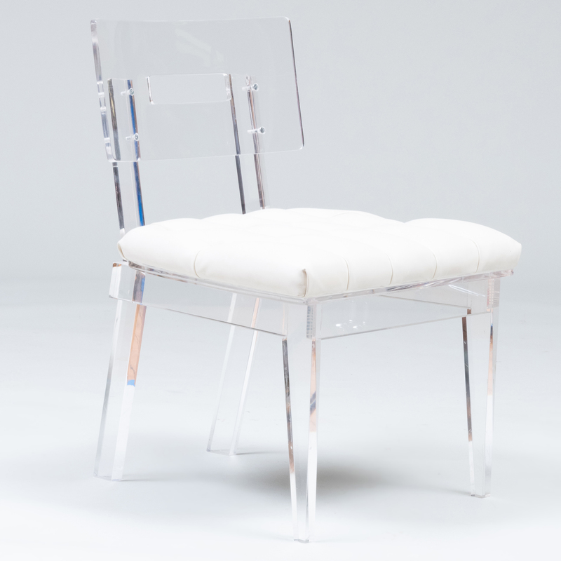 Appraisal: Contemporary Lucite and Tufted Leather Klismos Chair x x in