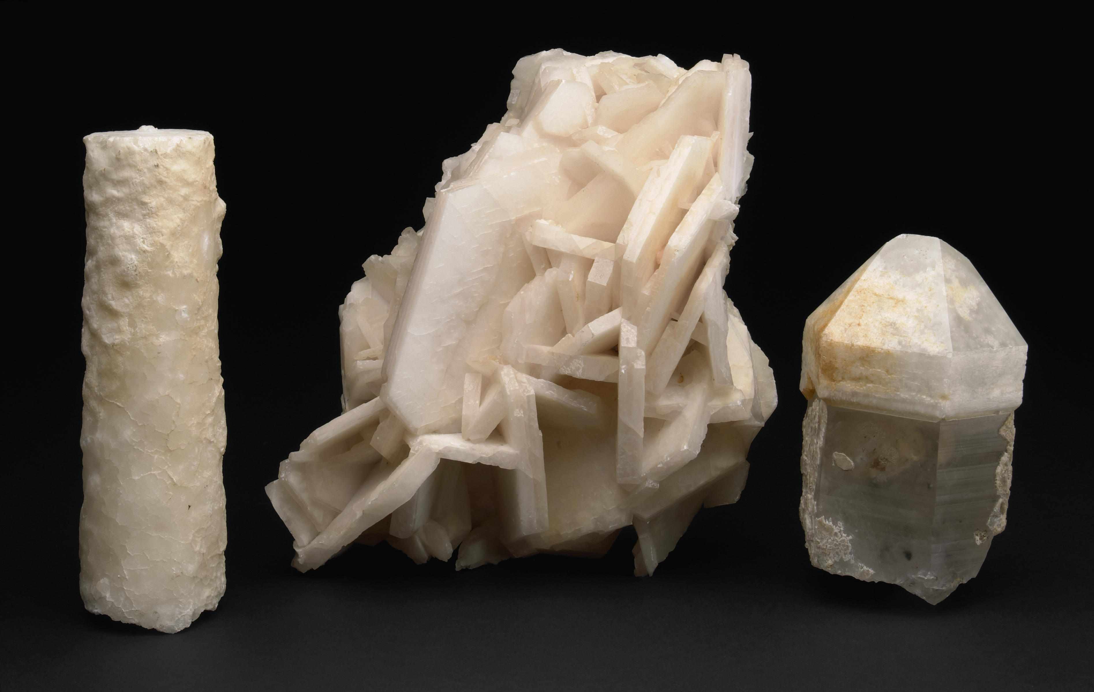 Appraisal: Large Calcite Cluster together with Two Other Minerals A room-sized