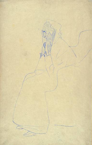 Appraisal: Gustav Klimt Austrian - Seated Old Woman in Profile Facing