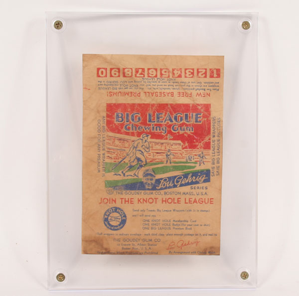 Appraisal: Goudy baseball wax wrapper with a picture of Lou Gehrig