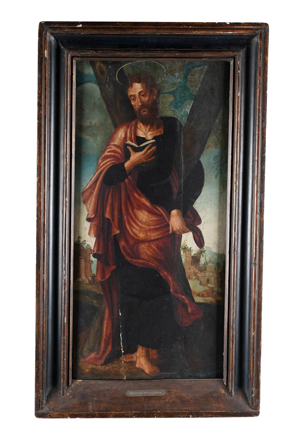 Appraisal: AFTER ANDREA MANTEGNA SANTO oil on wood panel Provenance The