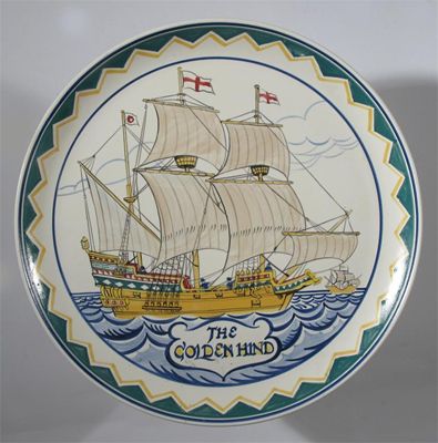 Appraisal: The Golden Hind' a Poole Pottery ship plate painted by