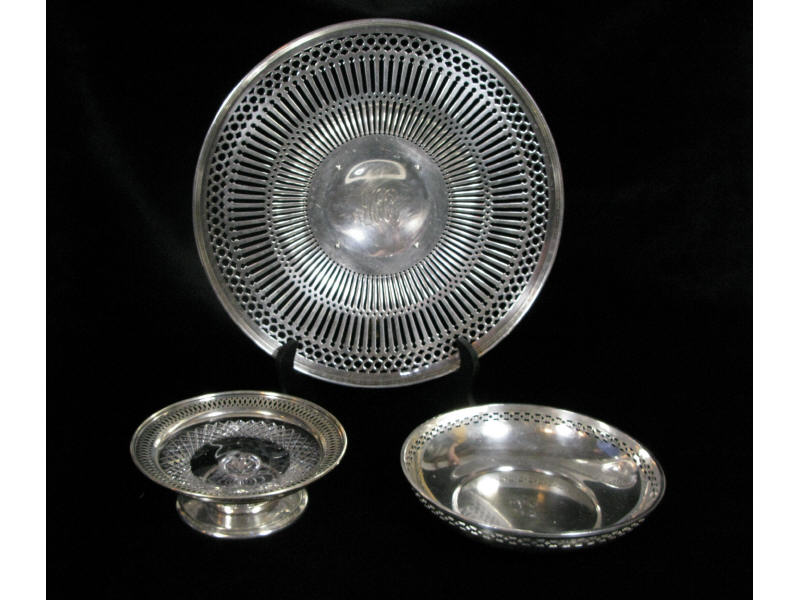 Appraisal: Three Sterling Servers the first a cut glass compote with