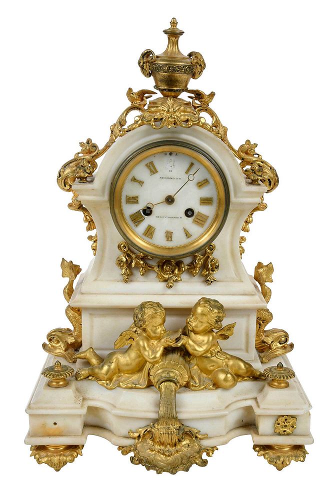 Appraisal: Louis XVI Style Gilt Bronze Mounted Marble Clock French th