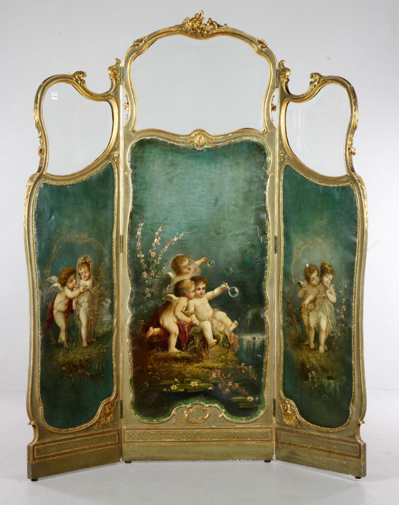 Appraisal: - th C French Panel Screen th century French three