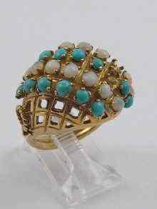 Appraisal: A yellow metal tests ct gold opal and turquoise bombe