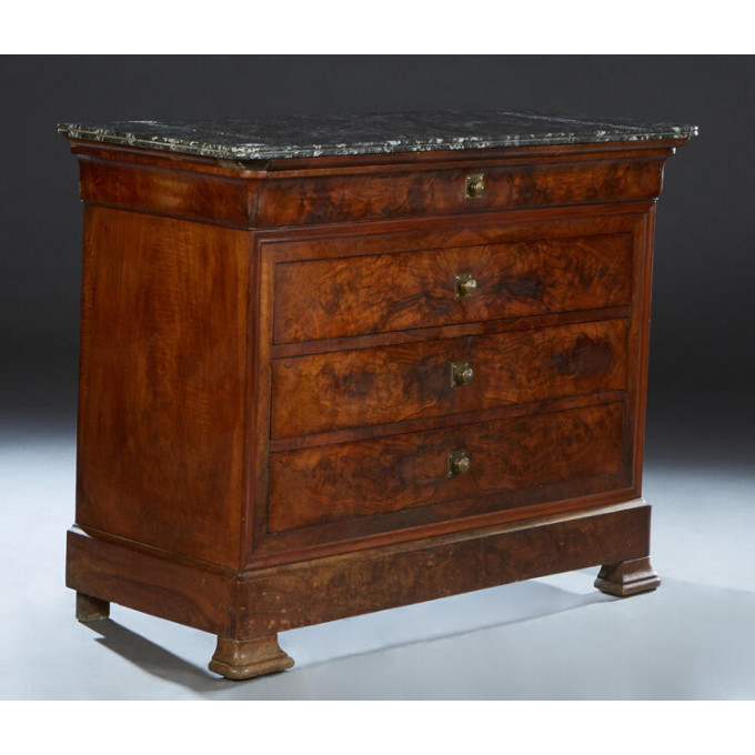 Appraisal: French Louis Philippe Carved Walnut Marble Top Commode th c