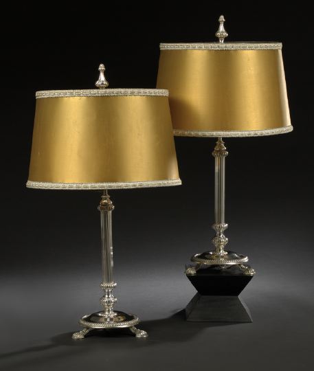 Appraisal: Pair of George VI Silverplate Lamps second quarter th century