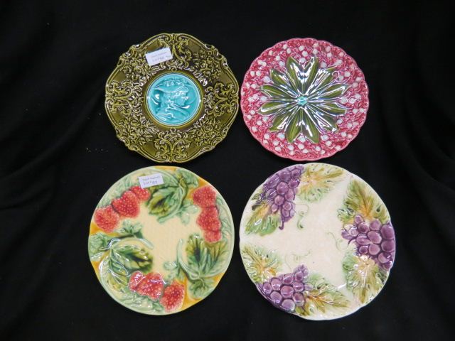 Appraisal: Majolica Pottery Plates cameo grapes strawberry floral to