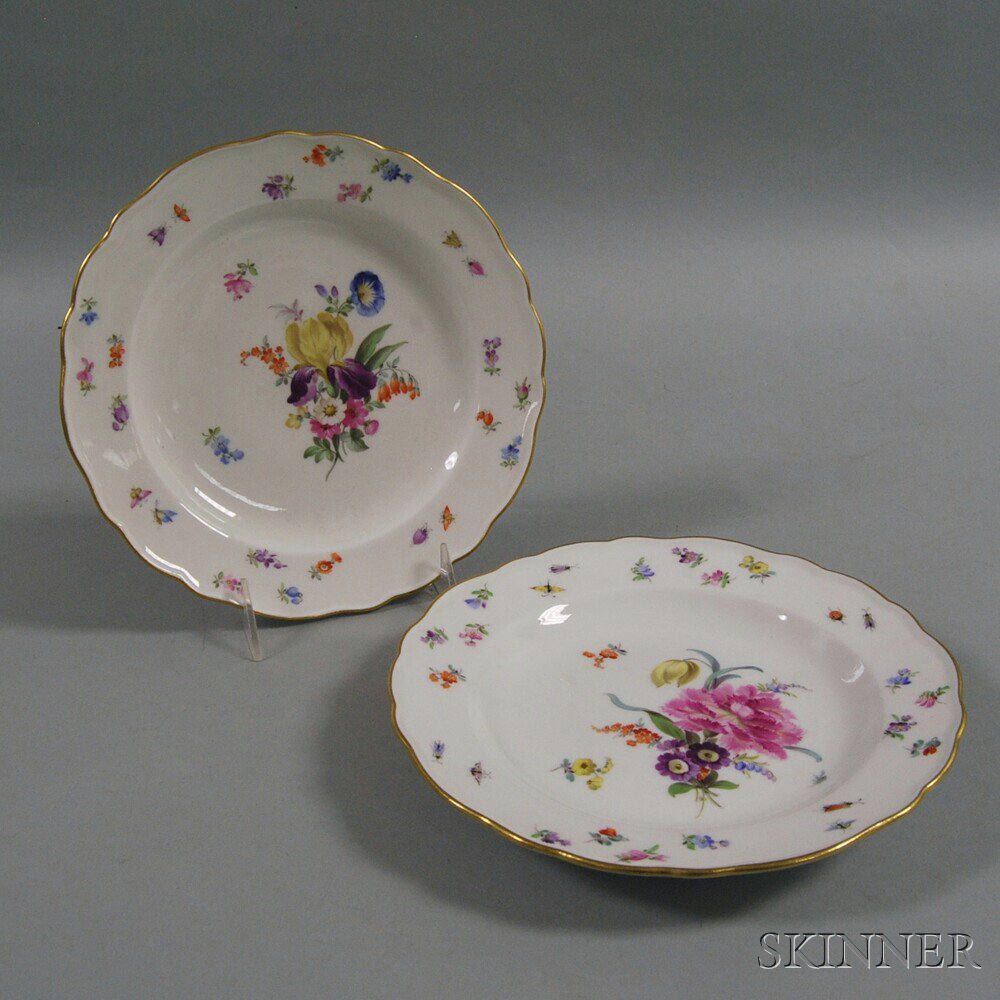 Appraisal: Two Floral-painted Meissen Luncheon Plates late th early th century