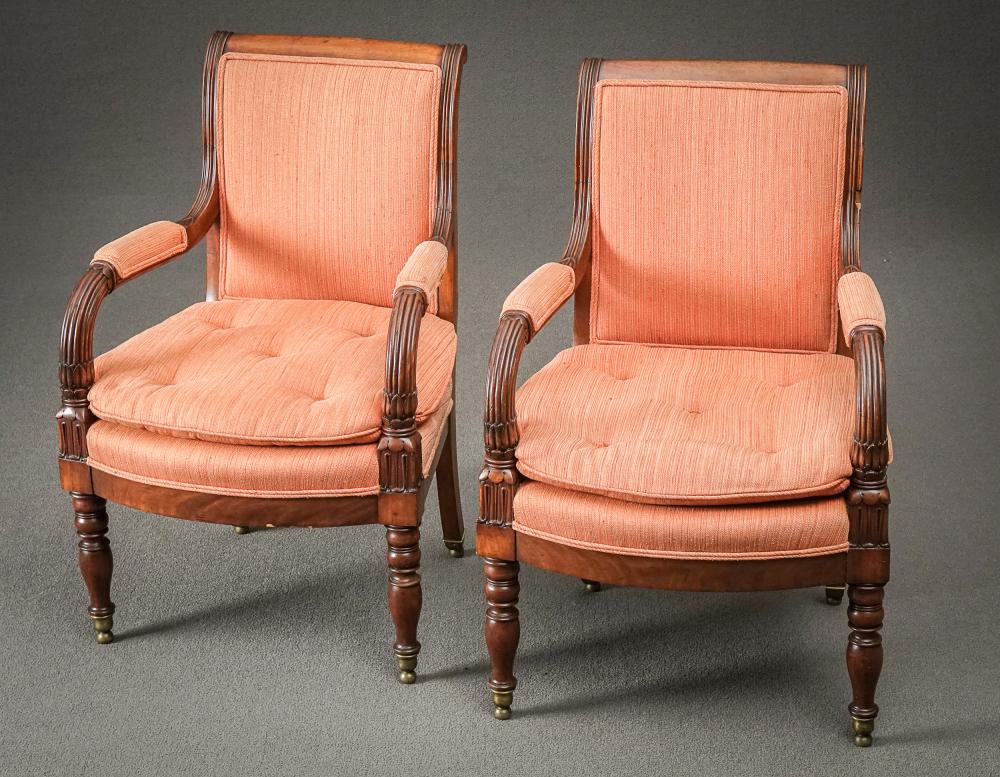 Appraisal: PAIR OF REGENCY MAHOGANY ARMCHAIRS EARLY TH CENTURYPair of Regency