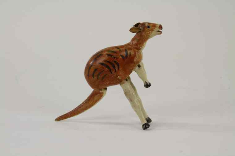 Appraisal: SCHOENHUT KANGAROO Glass eyes all wooden jointed figure unusual circus