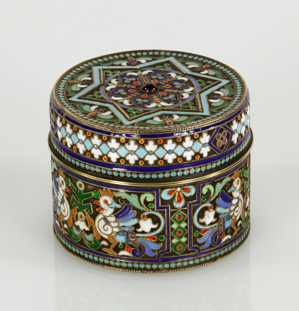 Appraisal: - Russian Silver Cloisonne Box Russian silver cloisonne enamel box