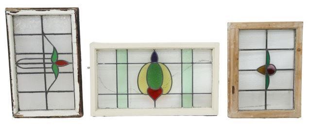 Appraisal: lot of Architectural stained and leaded glass windows in wood