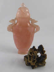 Appraisal: A Chinese carved rose quartz vase and cover ht cm