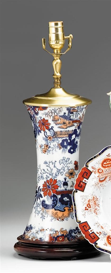 Appraisal: Mason's-type Imari palate ironstone vase fitted as a lamp th