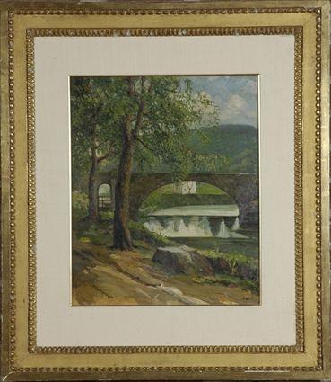 Appraisal: Continental School Landscape Oil on canvas initialed lower right inscribed