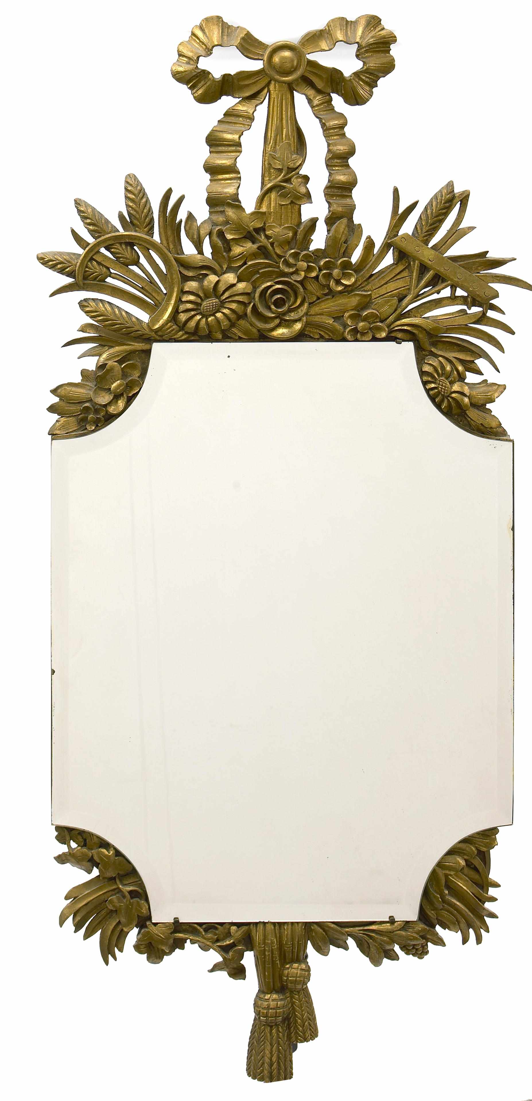 Appraisal: A Continental Neoclassical style carved giltwood mirror height in width