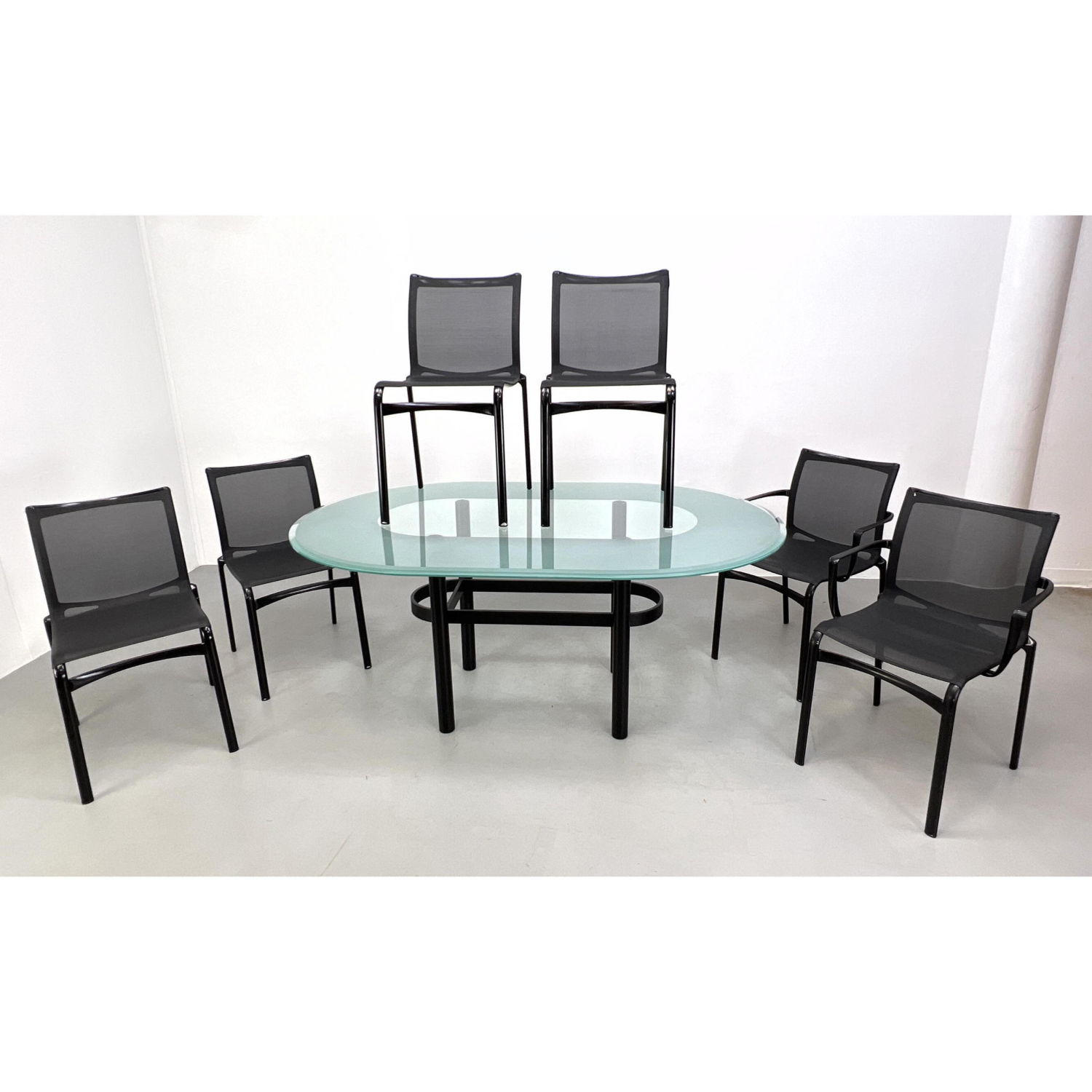 Appraisal: ALIAS Dining Set Alberto Meda Designer Metal and mesh chairs