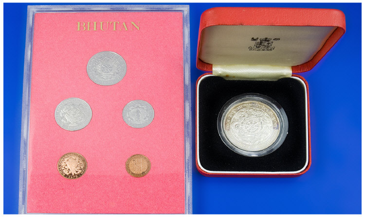 Appraisal: Proof Set Of Five Coins Bhutan Together With A Royal