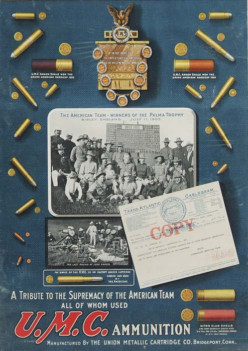 Appraisal: SCARCE EARLY 'S FRAMED U M C AMMUNITION POSTER Fine