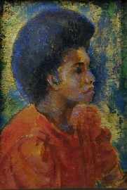 Appraisal: Mary Edwards - Fijian in Red oil on board signed