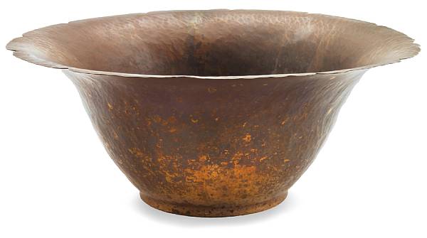 Appraisal: A Dirk Van Erp hammered copper bowl circa with impressed