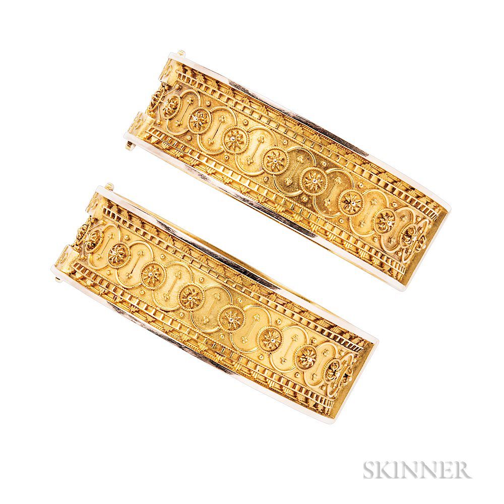 Appraisal: Pair of Victorian Gold Bracelets Pair of Victorian Gold Bracelets