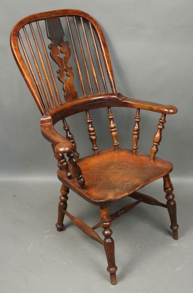 Appraisal: th Century English yewwood Windsor armchair h x w x