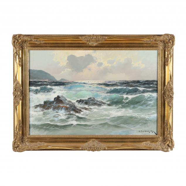 Appraisal: ALEXANDER DZIGURSKI AMERICAN - SEASCAPE WITH CRASHING SURF Oil on