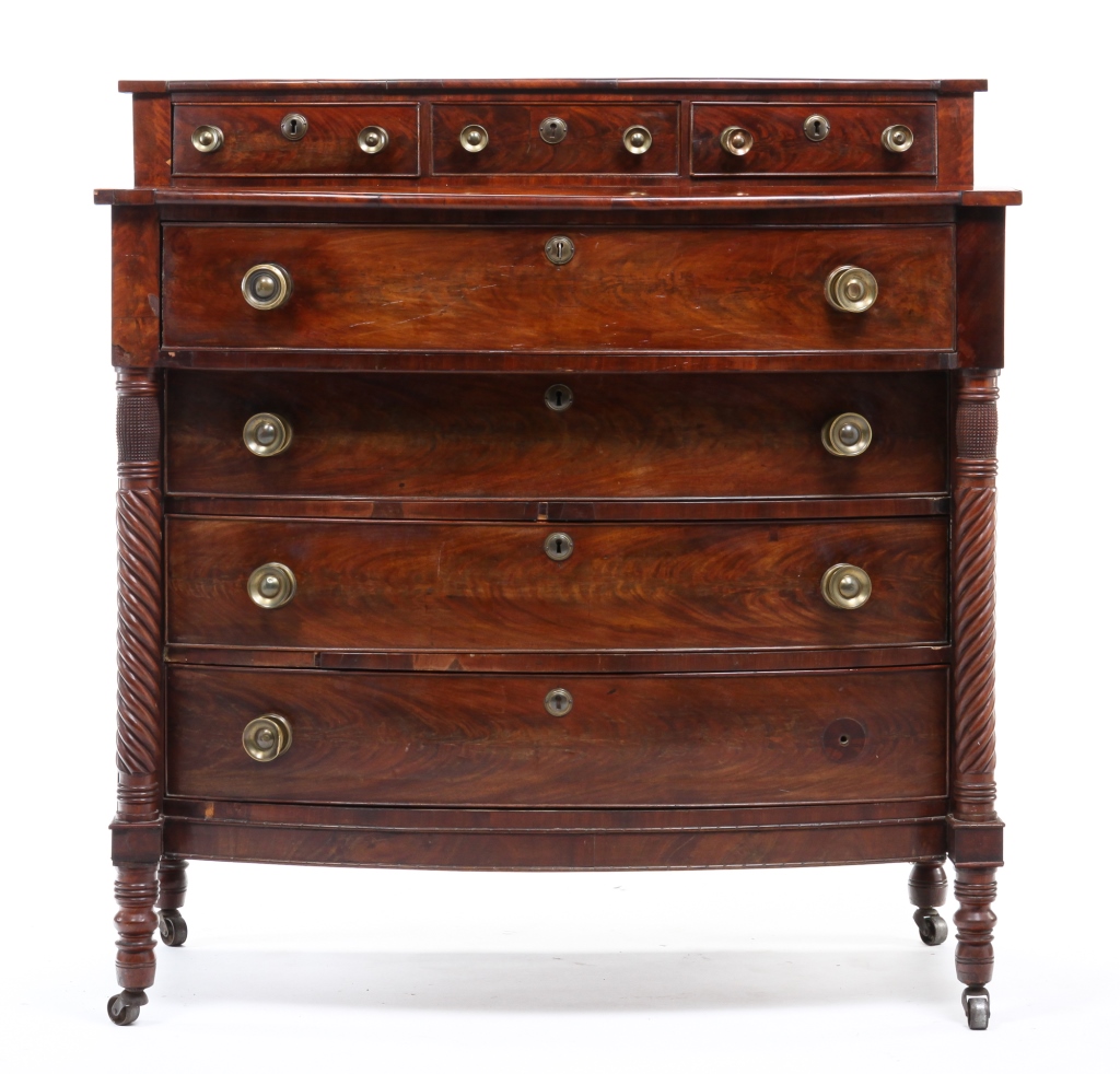 Appraisal: AMERICAN CLASSICAL BOWFRONT CHEST Second quarter th century mahogany mahogany