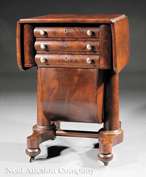 Appraisal: An American Classical Mahogany Drop-Leaf Work Table early th c