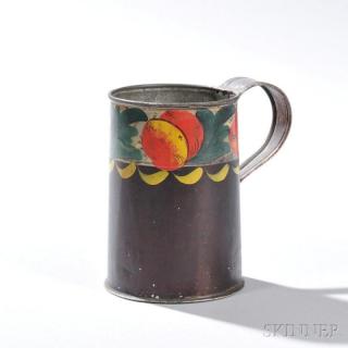 Appraisal: Painted Tinware Mug Pennsylvania c - the top with white