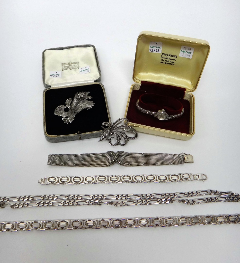 Appraisal: A collection of mostly silver and marcasite set jewellery comprising