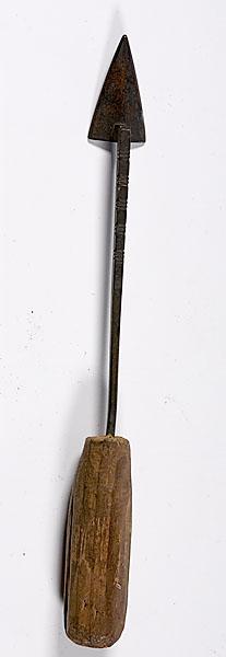 Appraisal: POSSIBLE TH CENTURY CAUTERY IRON with replaced carved wood handle