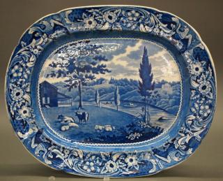 Appraisal: Mendenhall Ferry Historical platter A th century Historical Blue Staffordshire